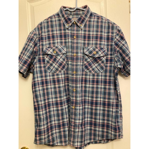Duluth Trading Company Mens Short‎ Sleeve Button Up Casual Large - Picture 1 of 4